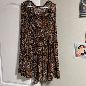 Metro Wear Brown Paisley Midi Skirt